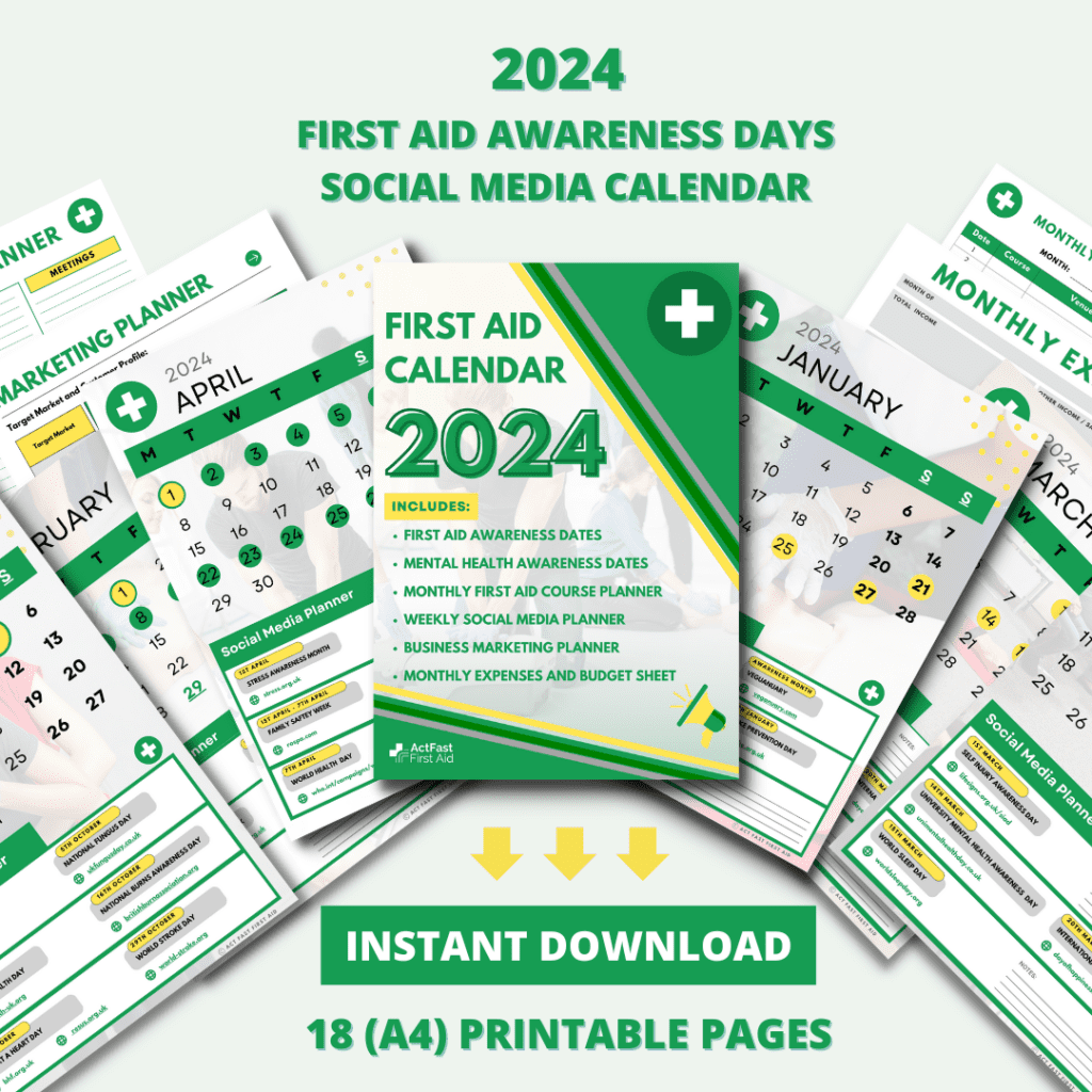 First Aid Calendar and Social Media Planner 2024 Act Fast First Aid